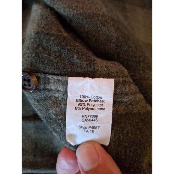 J.Crew Plaid Flannel Shirt Mens Green Large Elbow Patches - Picture 5 of 7